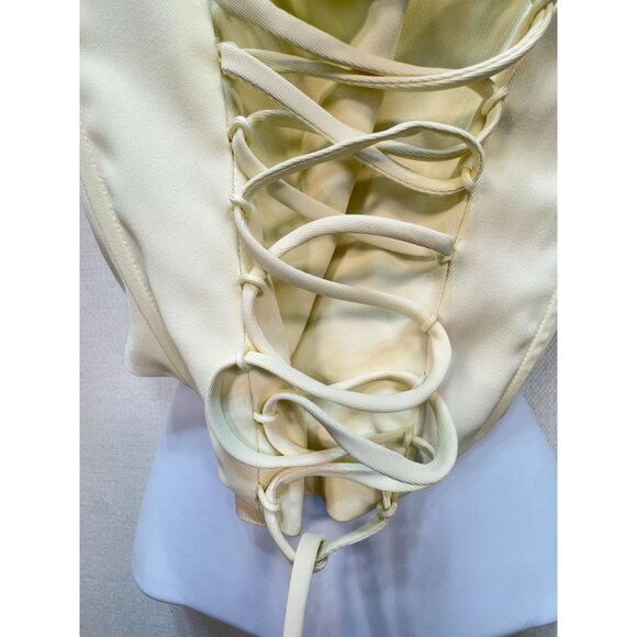 Finesse Womens Malia Ivory Lace Up Corset Top Size M Ivory Sleeveless Sexy Chic - Picture 6 of 13